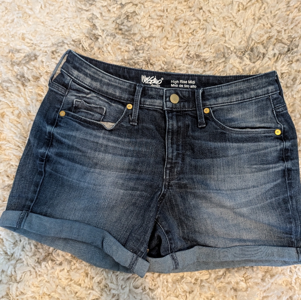 Washed Denim High Rise Jean Shorts